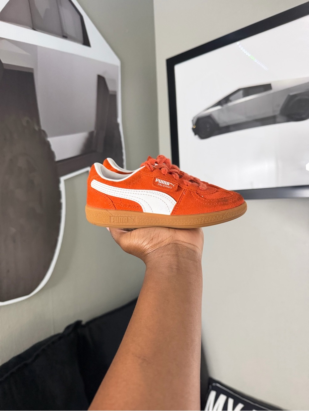 Puma Orange Suede Sneaker with White Formstrip and Gum Sole